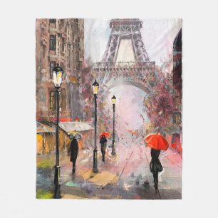 Ölgemälde auf Leinwand, Straßenansicht von Paris.  Fleecedecke