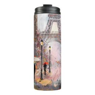Ölgemälde auf Leinwand, Straßenansicht von Paris. Thermosbecher