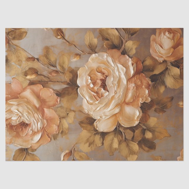 Ölgemälde aus Weißkupfer Rose Herbst Seidenpapier (Vorderseite)