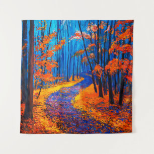 Ölgemälde, das einen schönen Herbstwald auf L zeig Wandteppich