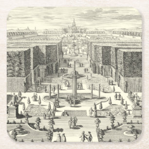 Ölgemälde der Brunnen am Garten von Versailles Rechteckiger Pappuntersetzer