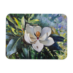 Ölgemälde der Magnolienblüte der Harmonie der Natu Magnet