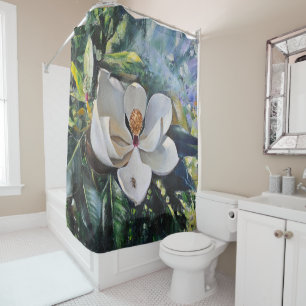 Ölgemälde der Magnolienblüte in Harmonie mit der N Duschvorhang