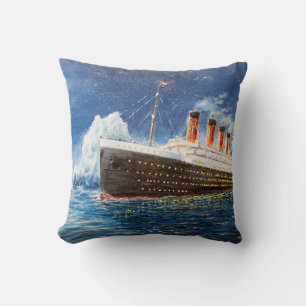 Ölgemälde der Titanic und des Eisbergs im Ozean be Kissen