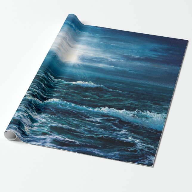  Ölgemälde, die Wellen im Ozean oder auf dem Meer  Geschenkpapier (Ungerollt)