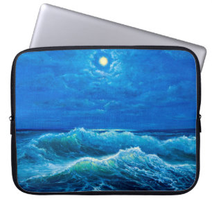 Ölgemälde, die Wellen im Ozean oder im Meer auf de Laptopschutzhülle