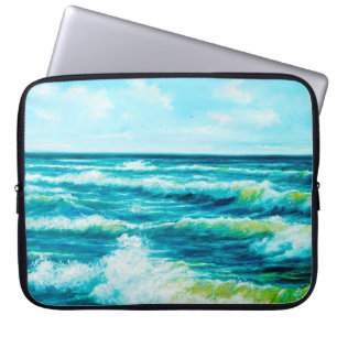 Ölgemälde, die Wellen im Ozean oder im Meer auf de Laptopschutzhülle