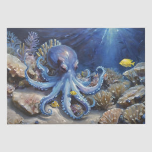 Ölgemälde eines Oktopus und Fisch-Decoupage Seidenpapier