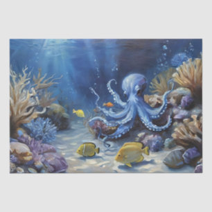 Ölgemälde eines Oktopus und Fischdecoupage Seidenpapier