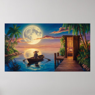 Ölgemälde im tropischen Paradies Poster