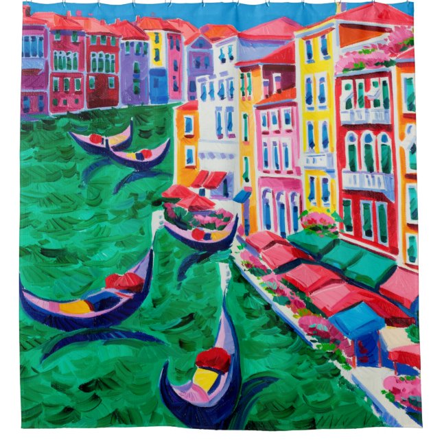 Ölgemälde in Venedig, Italien auf Leinwand Duschvorhang (Vorderseite)