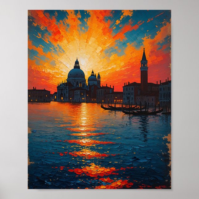 Ölgemälde Kunst im Stil eines venezianischen Sonne Poster (Vorne)