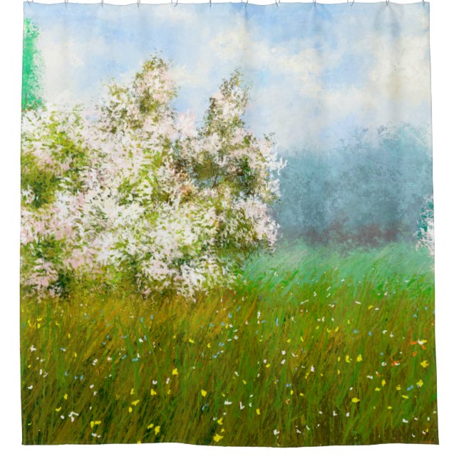Ölgemälde, Landschaft, Blume auf dem Gebiet Duschvorhang (Vorderseite)