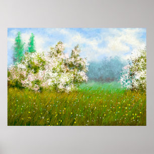 Ölgemälde, Landschaft, Blume auf dem Gebiet Poster