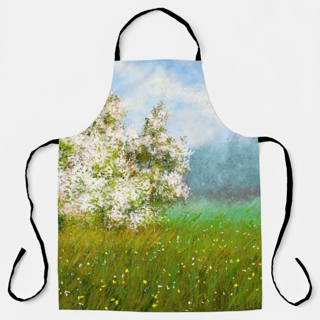 Ölgemälde, Landschaft, Blume auf dem Gebiet Schürze (Vorderseite)