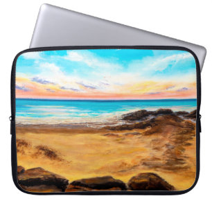 Ölgemälde mit schönem goldenem Sonnenuntergang übe Laptopschutzhülle