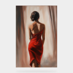 Ölgemälde von Frauen in rotem Kleid Acrylschild