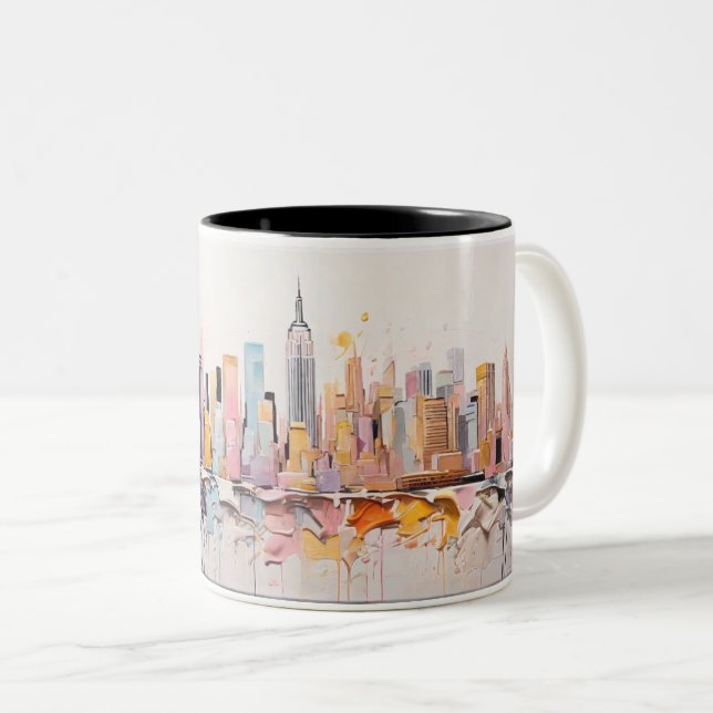 Ölgemälde von New York City. Zweifarbige Tasse (VorderseiteRechts)
