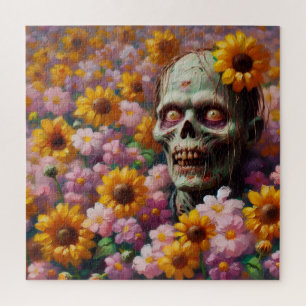 Ölgemälde von Zombie im Halloween-Blume