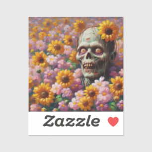 Ölgemälde von Zombie im Halloween-Blume Aufkleber