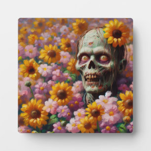 Ölgemälde von Zombie im Halloween-Blume Fotoplatte