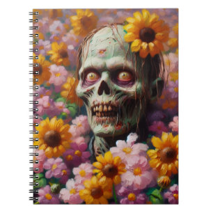 Ölgemälde von Zombie im Halloween-Blume Notizblock