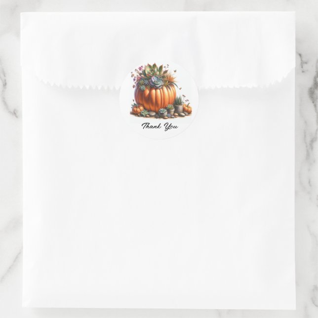 Ölgemäldeanstrich Pumpkin Sukkulent Planter Runder Aufkleber (Tasche)