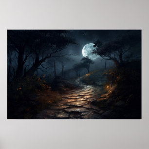 Ölgemäldeweg im Mondlicht Poster