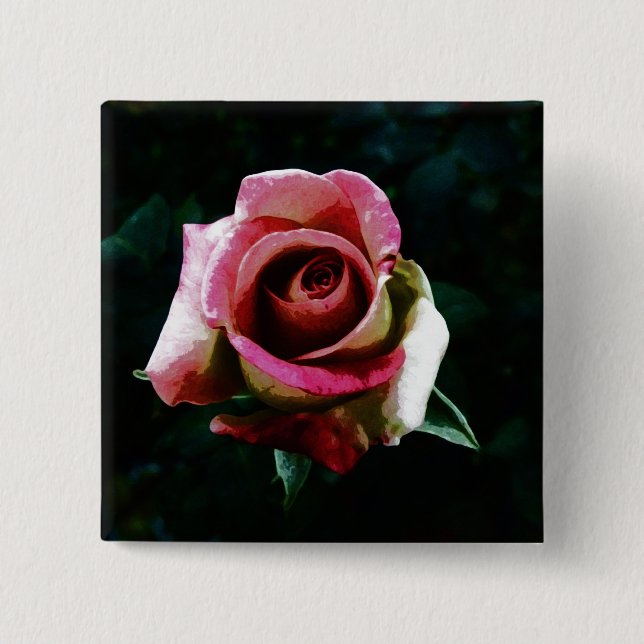 Ölgemalte Rose Button (Vorderseite)