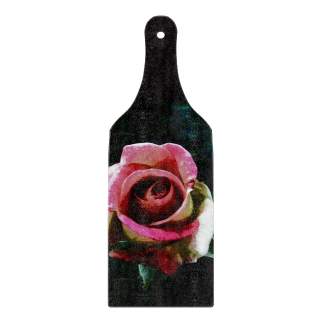 Ölgemalte Rose Schneidebrett (Vorderseite)