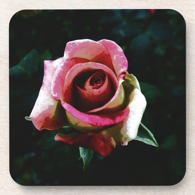 Ölgemalte Rose Untersetzer (Vorderseite)