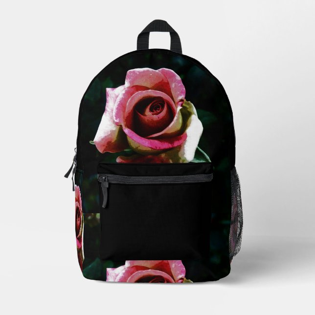 Ölgemalte rote Rose Bedruckter Rucksack (Vorderseite)