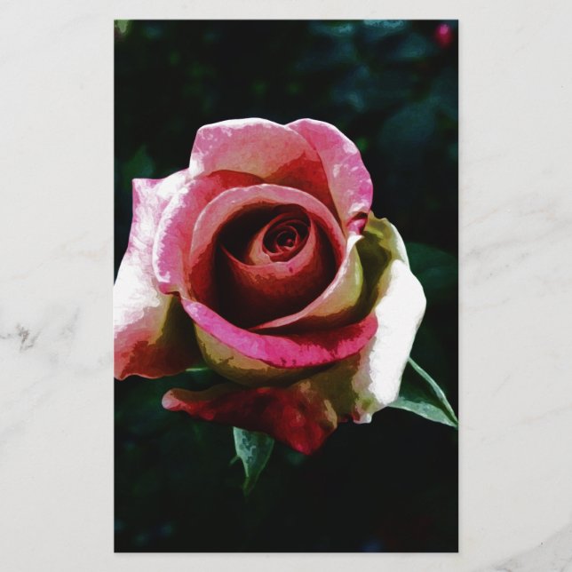 Ölgemalte rote Rose Briefpapier (Vorderseite)