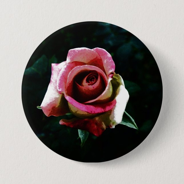 Ölgemalte rote Rose Button (Vorderseite)