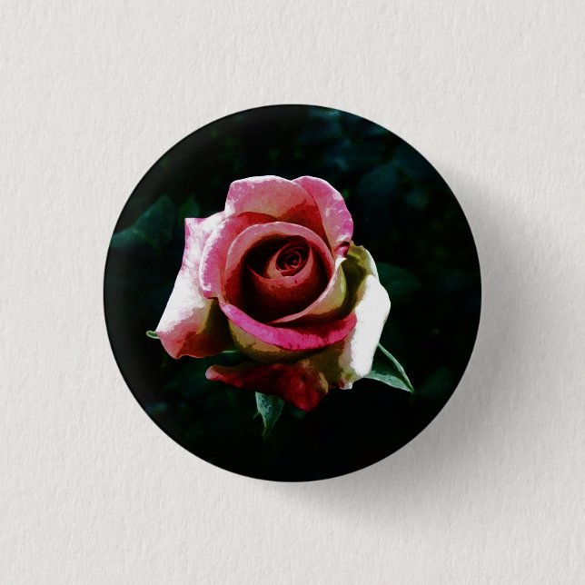 Ölgemalte rote Rose Button (Vorderseite)