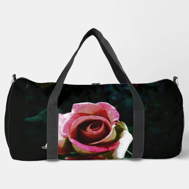 Ölgemalte rote Rose Duffle Bag (Vorderseite)