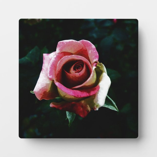 Ölgemalte rote Rose Fotoplatte (Vorderseite)
