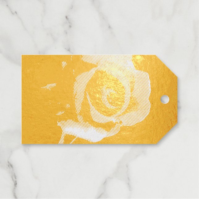 Ölgemalte rote Rose Geschenkanhänger (Vorderseite (Horizontal))