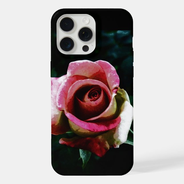 Ölgemalte rote Rose iPhone 15 Pro Max Hülle (Rückseite)