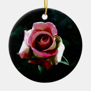 Ölgemalte rote Rose Keramikornament