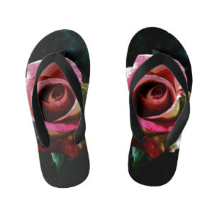 Ölgemalte rote Rose Kinderbadesandalen