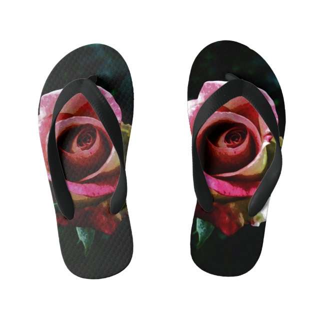 Ölgemalte rote Rose Kinderbadesandalen (Fußbett)