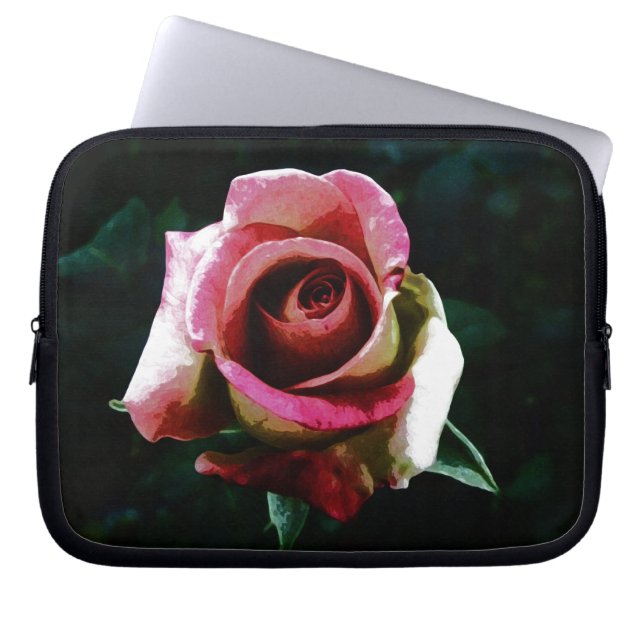 Ölgemalte rote Rose Laptopschutzhülle (Vorderseite)