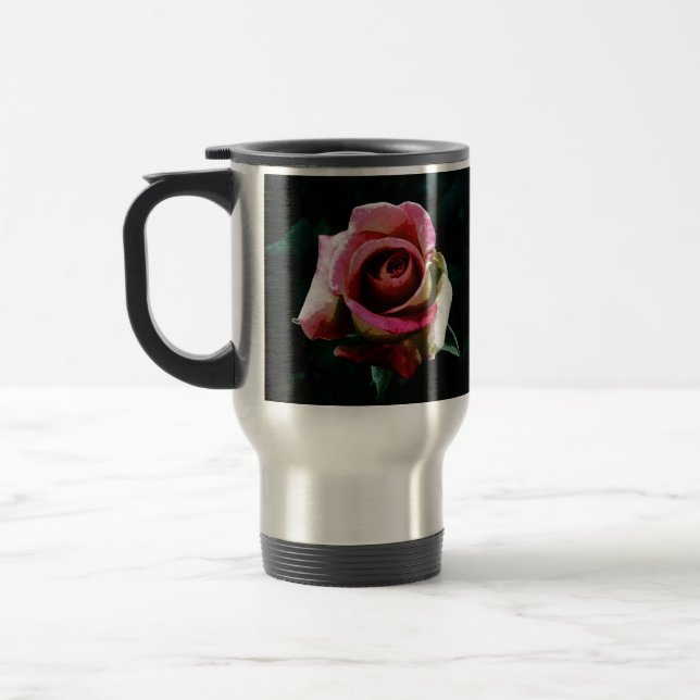 Ölgemalte rote Rose Reisebecher (Links)