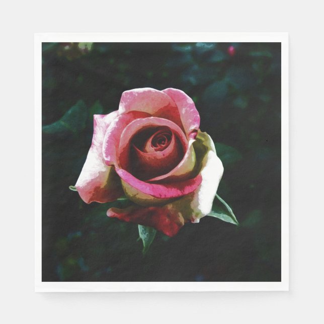 Ölgemalte rote Rose Serviette (Vorderseite)