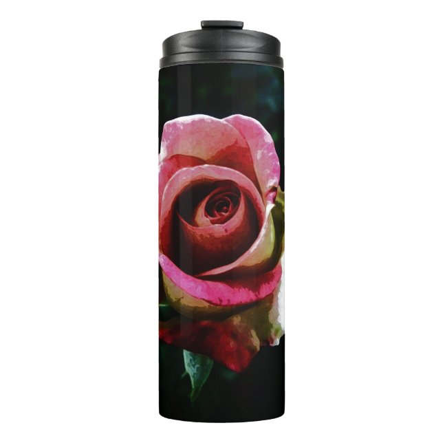 Ölgemalte rote Rose Thermosbecher (Vorderseite)