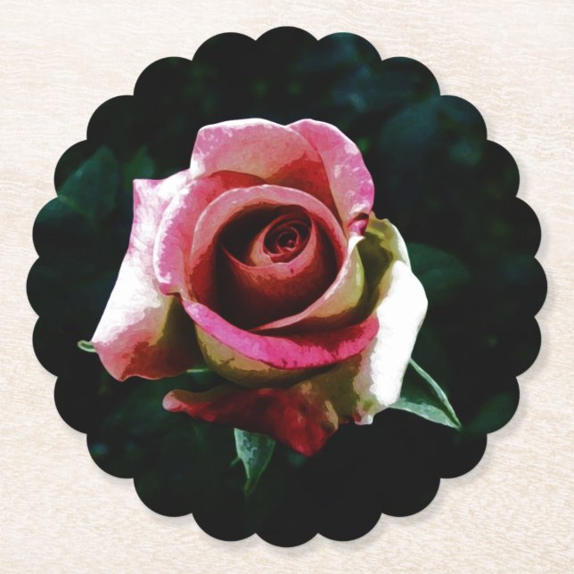 Ölgemalte rote Rose Untersetzer (Vorderseite)