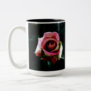 Ölgemalte rote Rose Zweifarbige Tasse