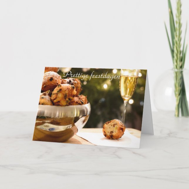 Oliebollen sur une carte de Noël avec du texte née (Devant)