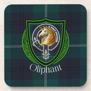 Oliphant schottischer Clan-Tartan und -Wappen Getränkeuntersetzer